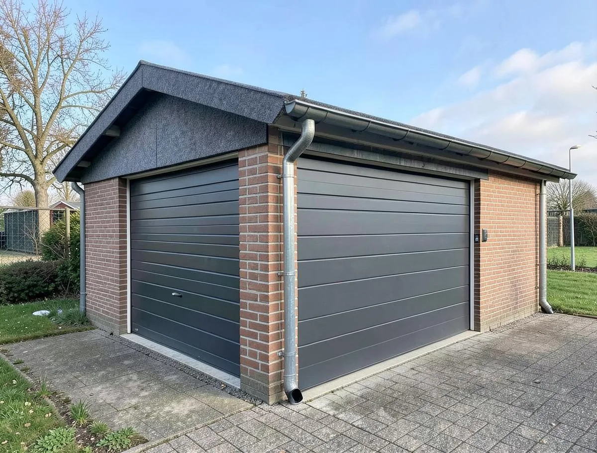 Omlagt papptak på garage med nya hängrännor – Varberg